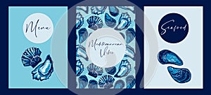 Cards for seafood menu